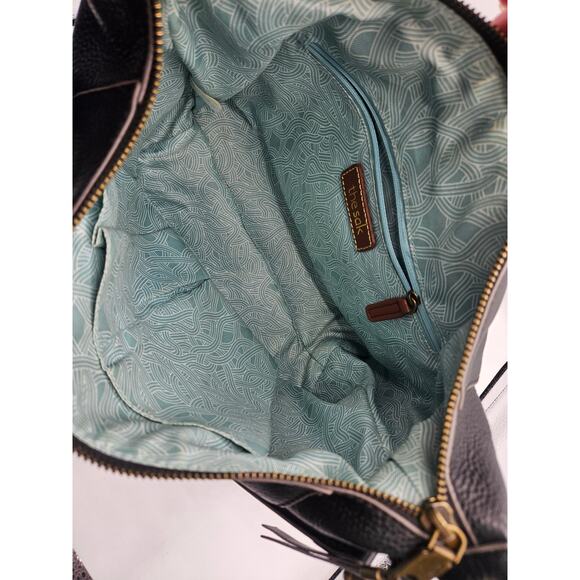 The Sak Women's Shoulder Bag Black Vegan Leather Zipper Pockets Medium - Picture 13 of 14